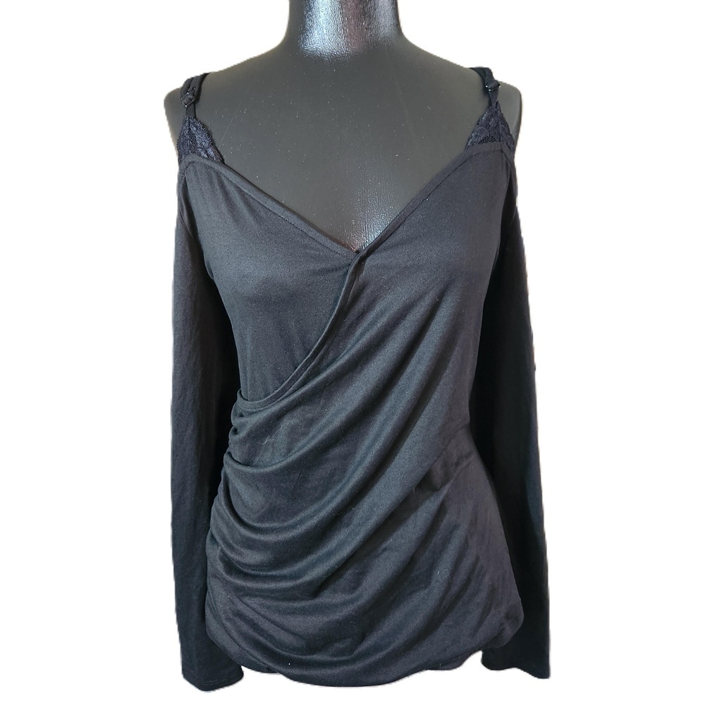 Fashion To Figure Black Wrap Long Sleeve Top Size 0